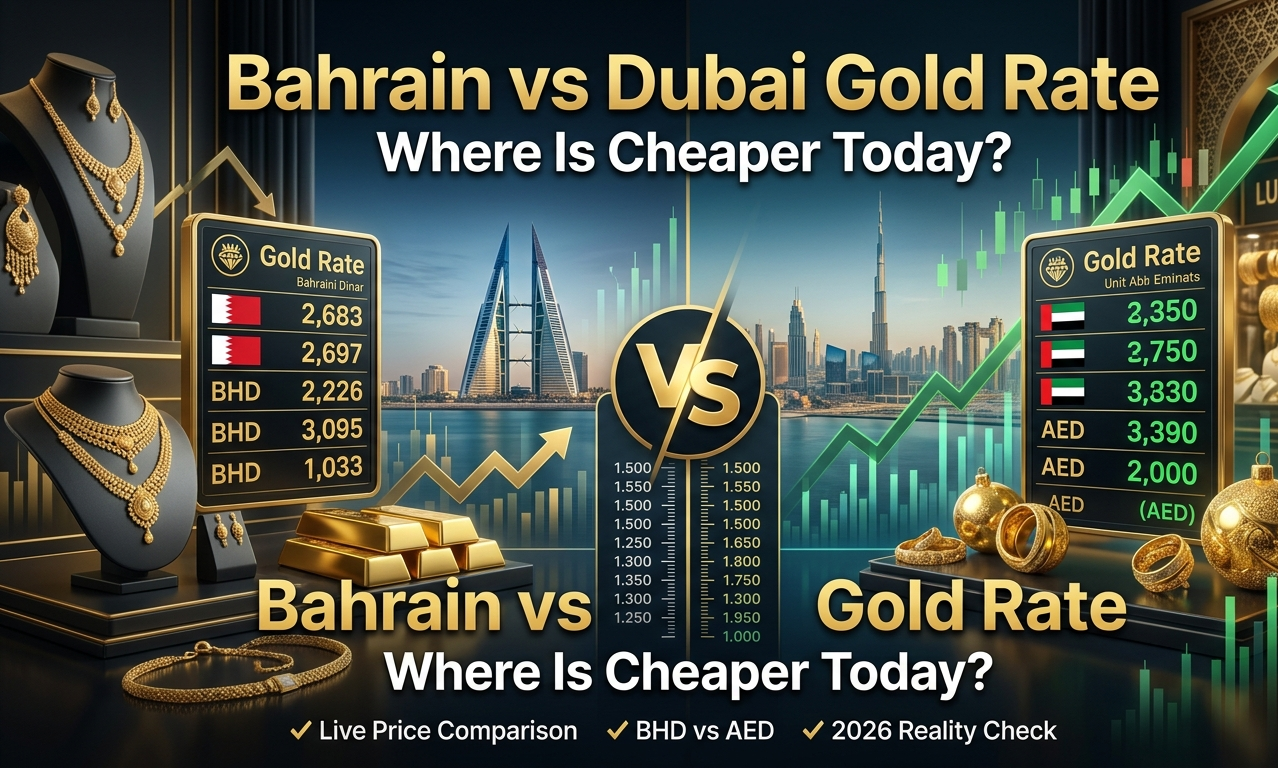 Bahrain gold rate vs Dubai gold rate comparison showing where gold is cheaper in 2026